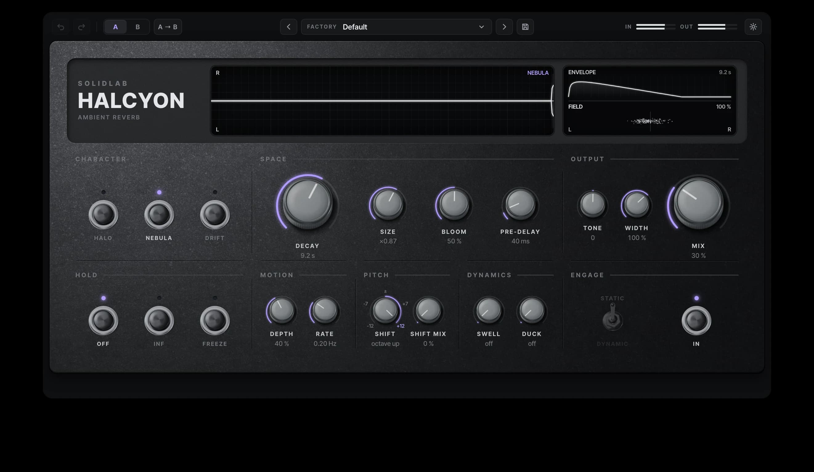 HALCYON Ambient Reverb plugin interface
